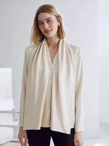 MOTF PREMIUM DRAPED RELAXED FIT BLOUSE - Apricot - View 3