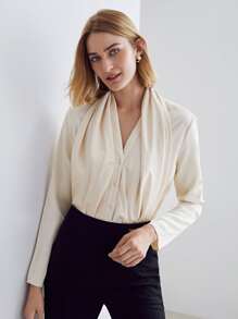 MOTF PREMIUM DRAPED RELAXED FIT BLOUSE - Apricot - View 6