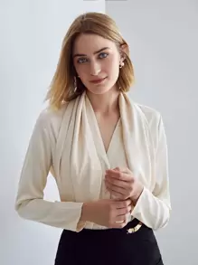 MOTF PREMIUM DRAPED RELAXED FIT BLOUSE - Apricot - View 8