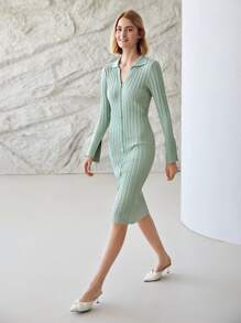 MOTF PREMIUM Vestido De Suéter Ajustado De Viscosa - verde menta - Ver 9