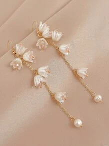 Andkiss Bead Decor Flower Drop Earrings Valentines,Mom,Mother,Mother's Day,Gift - Multicolor - View 2