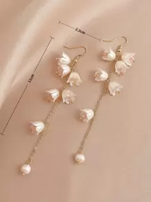 Andkiss Bead Decor Flower Drop Earrings Valentines,Mom,Mother,Mother's Day,Gift - Multicolor - View 3