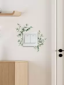 1 pieza Pegatina de pared con diseño de hoja para interruptor y enchufe, decoración autoadhesiva para el hogar, pegatinas, vinilos decorativos para decorar el hogar, artículos de decoración de primavera para renovar tu hogar, pegatinas de decoración de ramas, regalos para cumpleaños y graduación - Multicolor - Ver 1