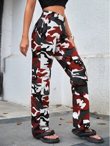 SHEIN Tall 迷彩印花側翻蓋口袋工裝牛仔褲 - 彩色 - 查看 5