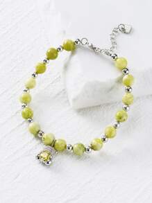 熊墜飾串珠手鏈 - 綠色 - 查看 1