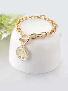 Pulseira de corrente com fivela de strass decoração árvore OT