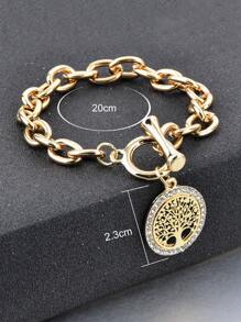 Pulseira de corrente com fivela de strass decoração árvore OT