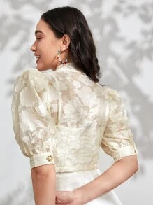 Modelyn 提花泡泡袖襯衫不附帶吊帶內搭