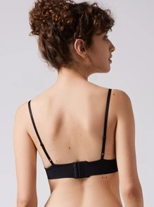 Solid Classic Strap Triangle Bralet - Black - View 2