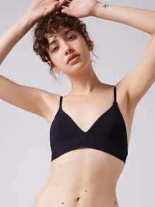 Solid Classic Strap Triangle Bralet - Black - View 5