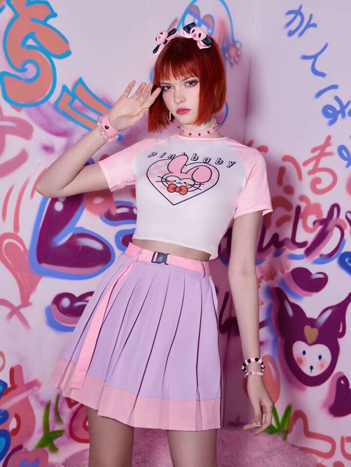 Our Kawaii Two Tone Pleated Skirt With Buckled Belt is such a vibe
