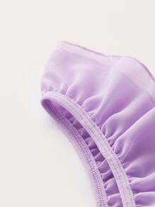 ROMWE Kawaii 6 piezas Set de lencería unicolor con abertura fruncido - Morado - Ver 4