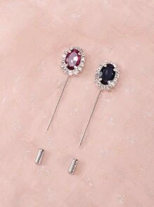 2入組鑲鑽裝飾圍巾別針，耐用、多用途、時尚 - 彩色 - 查看 2