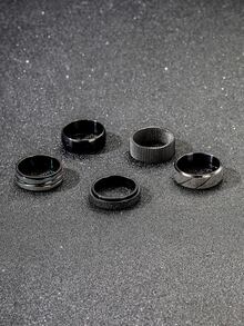 Anillo a rayas de moda y popular de 5 piezas para hombres, joyería de acero inoxidable para regalo de joyería y para una apariencia elegante - Multicolor - Ver 3