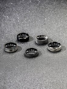 Anillo a rayas de moda y popular de 5 piezas para hombres, joyería de acero inoxidable para regalo de joyería y para una apariencia elegante - Multicolor - Ver 4