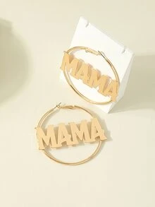 Letter Decor Earrings - Yellow Gold - View 4