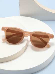 Kids Geometric Frame Tinted Lens Fashion Glasses - Bronze - View 1