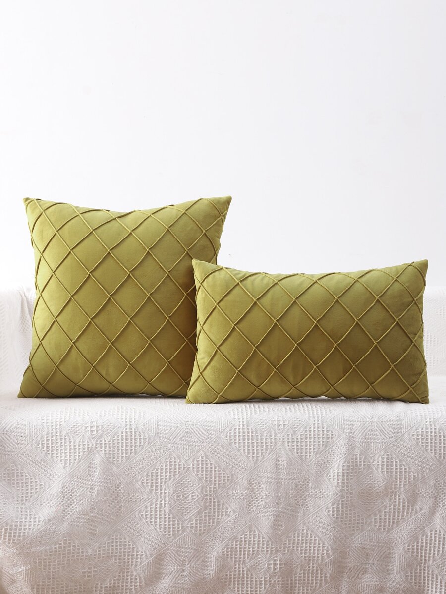 1pc Vỏ đệm Pintuck không có chất làm đầy - màu xanh lá - Xem 1