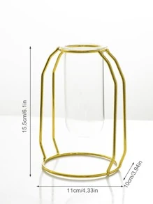 1pc Iron Vase,Home Decor,Flower Vase,Centerpiece,Table Decor - Gold - View 3