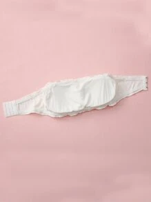 Niñas 2 piezas Sujetador ribete en forma de lechuga fruncido - Blanco y Negro - Ver 3