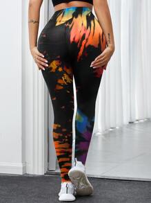 SHEIN SXY Ladder Cut Elastic Waist Leggings - Multicolor - View 2