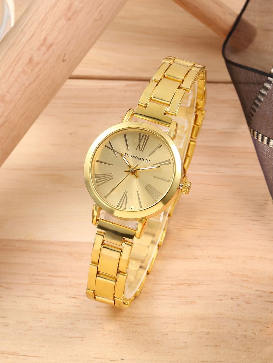ECONOMICXI Đồng hồ thạch anh con trỏ tròn - Vàng - Xem 1