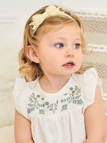 Bebé Shorts con top con bordado floral ribete con fruncido - Multicolor - Ver 3