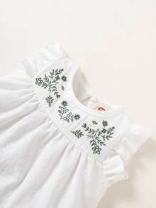 Bebé Shorts con top con bordado floral ribete con fruncido - Multicolor - Ver 7