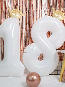 4pcs Digital Shaped Large Balloon, White 32 Inch PE Number Balloon, Decoration Balloon For Birthday Party - Multicolor - View 3