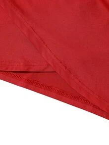 Chain Criss Cross Ruched Wrap Hem Tie Backless Halter Dress - Burgundy - View 3