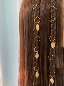 10pcs Leaf Charm Hair Ring Boho - Gold - View 1