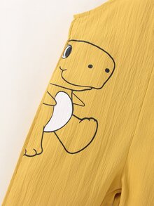 Jumpsuit bé trai Nút Hoạt hình Khủng long Sẵn sàng - Màu vàng - Xem 4