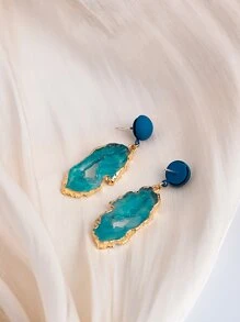 Asymmetric Shaped Drop Earrings - Multicolor - View 2