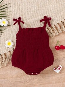 Bebé Body de tirantes con fruncido ribete con fruncido con diseño de lazo - Burdeos - Ver 1