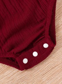 Bebé Body de tirantes con fruncido ribete con fruncido con diseño de lazo - Burdeos - Ver 4