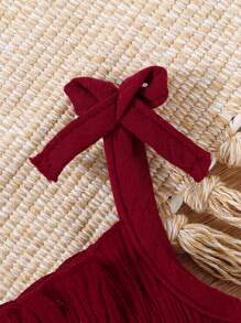 Bebé Body de tirantes con fruncido ribete con fruncido con diseño de lazo - Burdeos - Ver 5