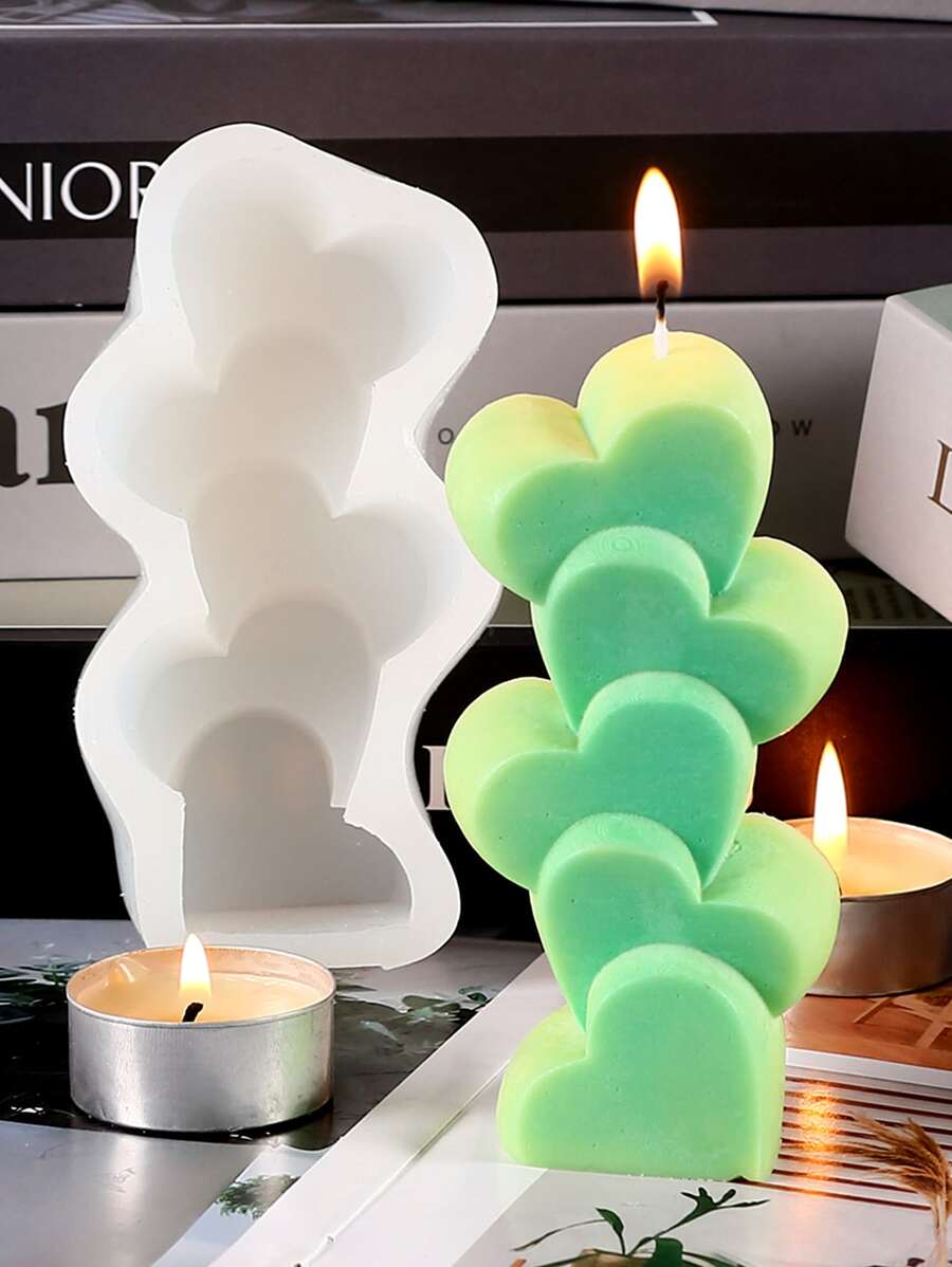 1 cái Khuôn Làm Nến DIY Hình Trái Tim, Khuôn Silicon Nến Sáng Tạo DIY - trắng - Xem 1