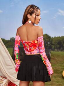 Graphic Havoc Letter & Graphic Print Chain Top - Multicolor - View 2