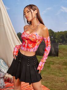 Graphic Havoc Letter & Graphic Print Chain Top - Multicolor - View 3