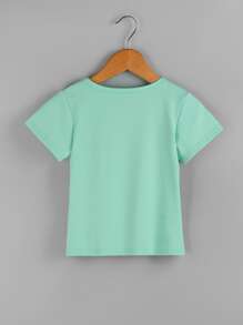 SHEIN Young Girl Letter Graphic Tee - Mint Green - View 2