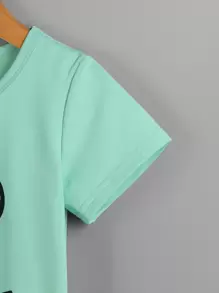 SHEIN Young Girl Letter Graphic Tee - Mint Green - View 4