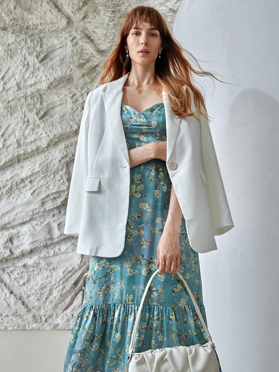 MOTF SILK FLORAL SHIRRED CAMI DRESS