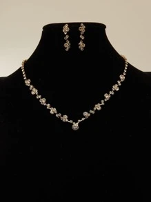 3pcs Rhinestone Decor Jewelry Set