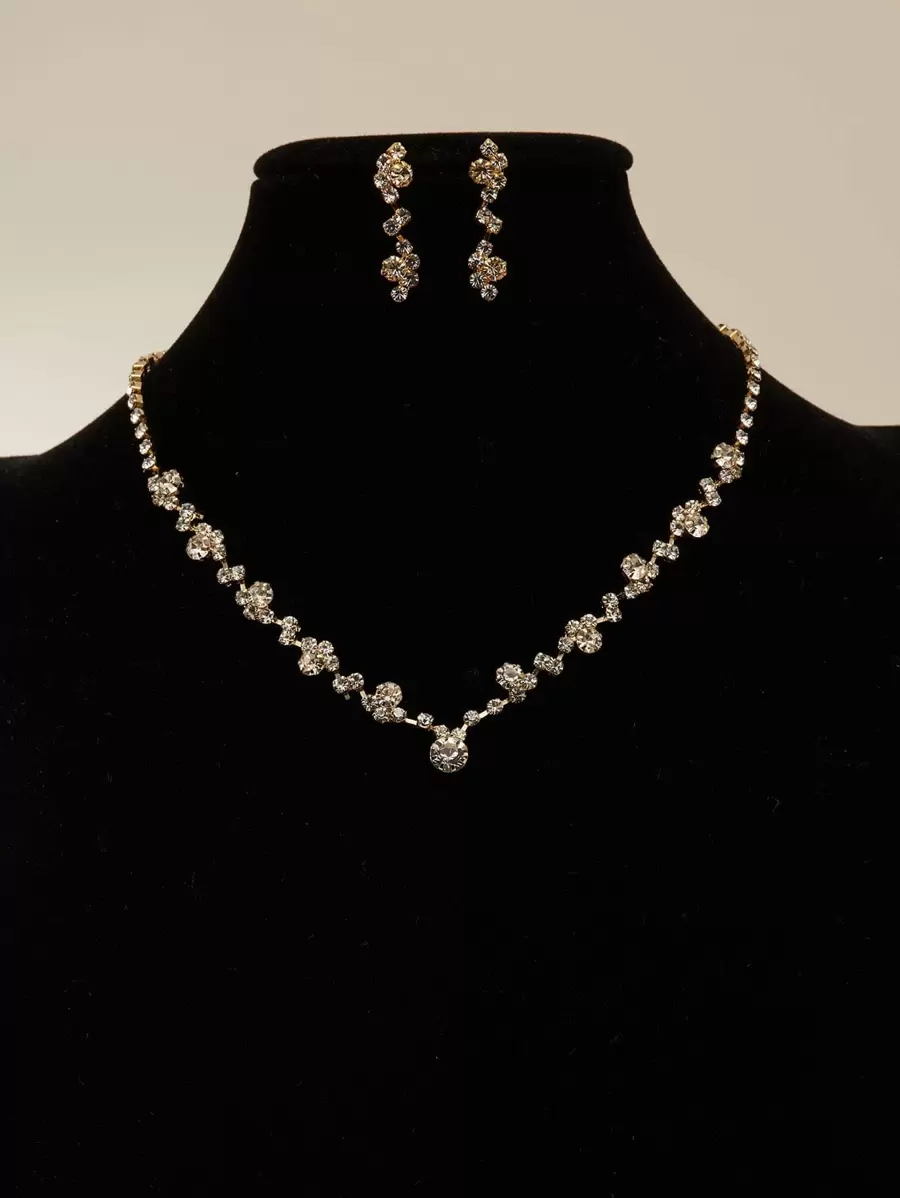 3pcs Rhinestone Decor Jewelry Set