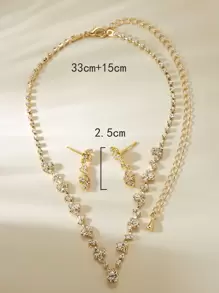 3pcs Rhinestone Decor Jewelry Set