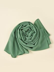 1pc Ladies' Solid Color Hijab Chiffon Scarf Suitable For Daily Wear Abaya Accessories - Mint Green - View 2