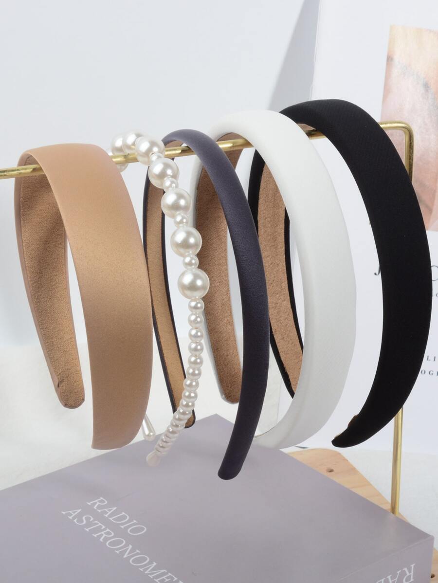 5入組優雅的扁布黑色頭箍，適合仙女、搖滾風、聚會、日常穿搭，新年贈禮女士優雅之選 - 彩色 - 查看 1