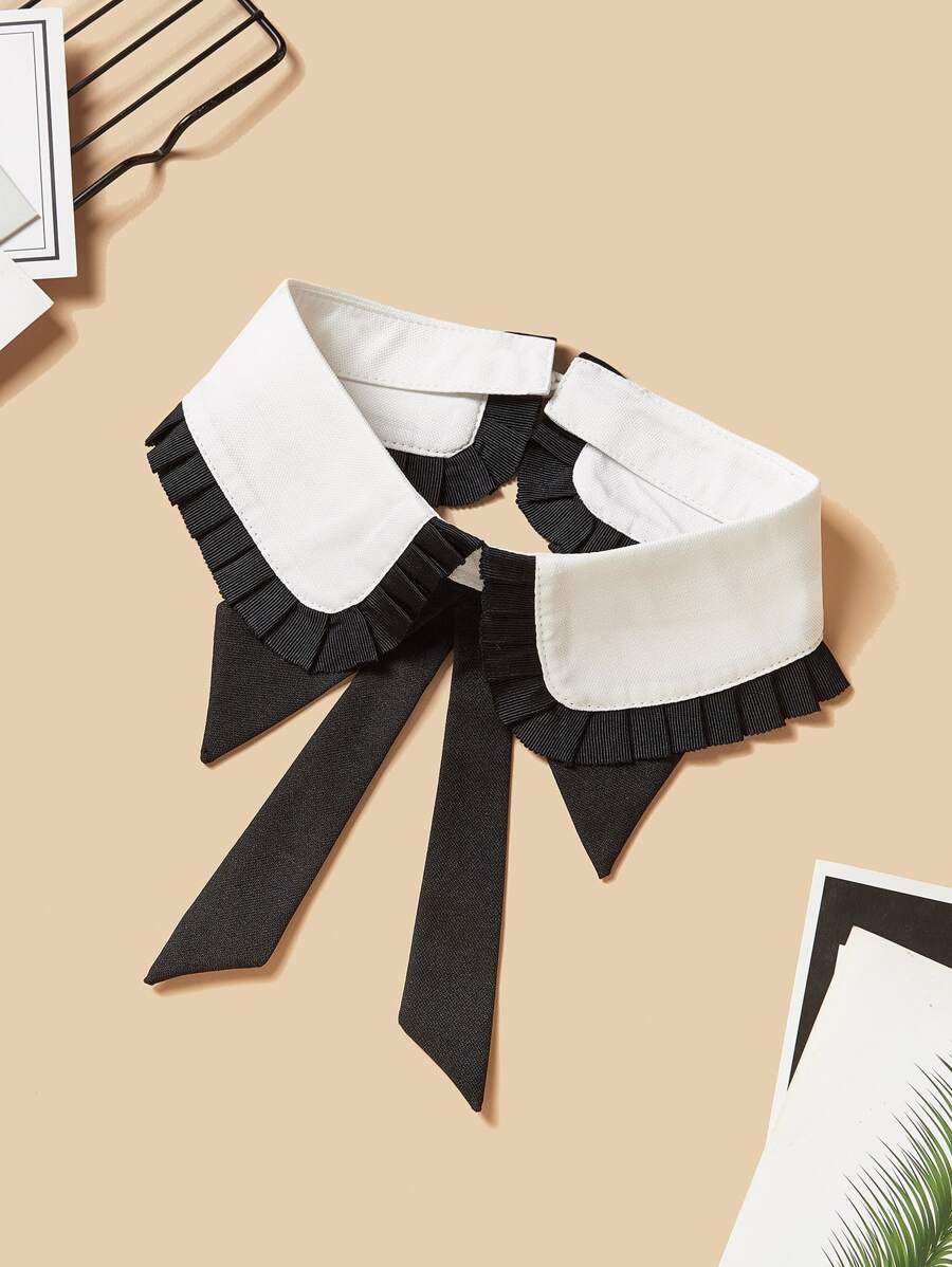 1pc Black & White Round Neck Fashionable Versatile Necktie Collar Valentine's Day Valentines - Black and White - View 1