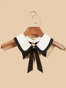 1pc Black & White Round Neck Fashionable Versatile Necktie Collar Valentine's Day Valentines - Black and White - View 3