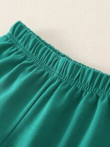 Toddler Girls Letter Embroidery Tee & Shorts - Green - View 5